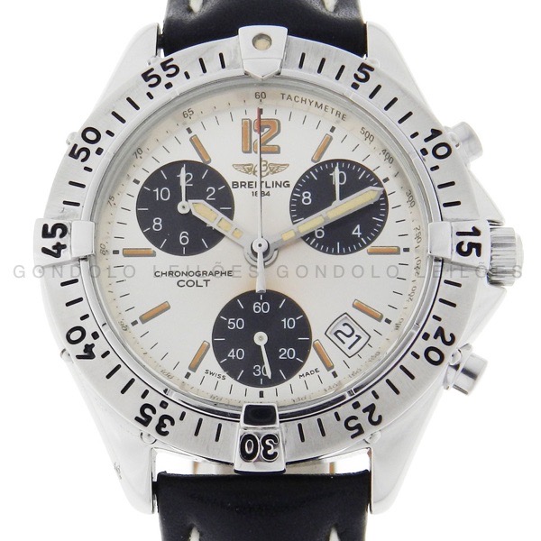 Relógio Breitling Colt Chronograph - Ref. A53035 - Caixa em Aço - Pulseira em Couro - Tamanho da caixa: 38 mm - Funções: Horas - Minutos - Segundos - Calendário - Cronógrafo - - Movimento: Quartz - Visor: Cristal de Safira - Acompanha: Certificado - Certificado The Watch Register