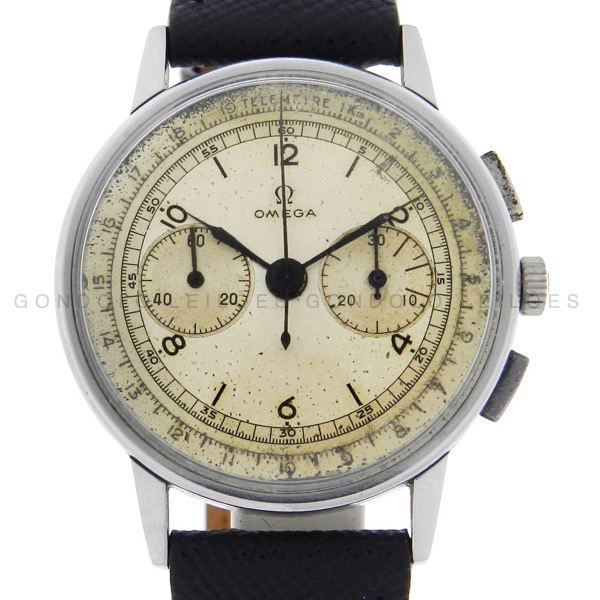 Relógio Omega Chrono Telemetre 1943 - Ref. CK 2278 - Calibre 27ch - Caixa em Aço - Pulseira em Couro - Tamanho da caixa: 35 mm - Funções: Horas - Minutos - Segundos - Cronógrafo - - Movimento: Mecânico a Corda Manual - Visor: Acrílico - Observações: Relógio com mais de 30 anos de fabricação, não podemos garantir a precisão de funcionamento tão pouco o tempo de funcionamento.