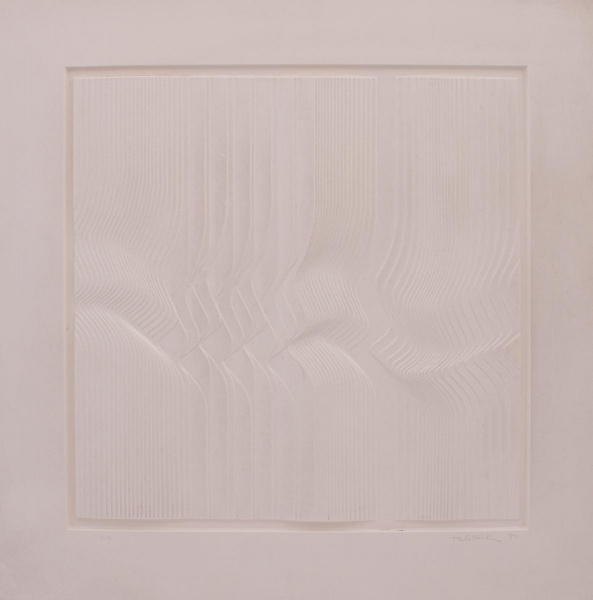 ABRAHAM PALATNIK (1928 - 2020) "Múltiplo Branco" PA, PVC, 33 X 33cm, assinado e datado (1977