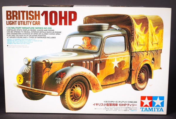 Kit Tamiya British Light Utility Car 10HP escala 1/35 da série Military Miniature modelo estático de