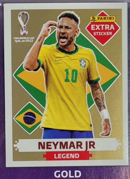 NEYMAR JUNIOR OURO (Gold) - EXTRA LEGEND (Brasil) - Figurinha Original - RARA - ÁLBUM DA COPA DO MUN