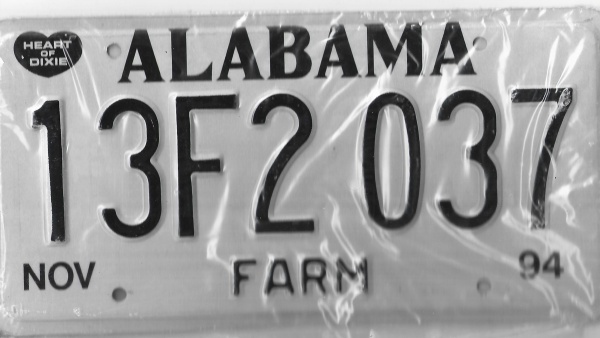 PLACA DE CARRO COM 30 POR 15 CM ESTADO ALABAMA - ESTADOS UNIDOS