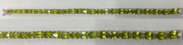 PULSEIRA MARAVILHOSA EM PRATA COM PERIDOTOS ESCASSOS E DE COR MARAVILHOSA E MULTIFACETADOS, LAPIDAÇÃ