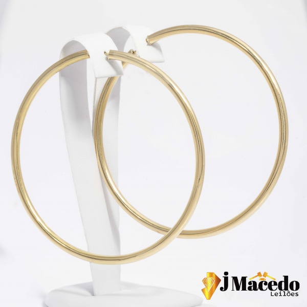 Brinco Argola Ouro Amarelo 18k Tamanho 6cm Peso 9,2g Acompanha o certificado JMACEDO LEILÕES.