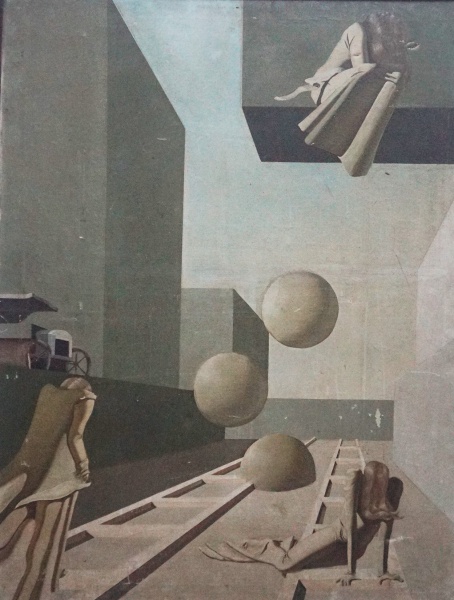 ANTÔNIO PALMEIRA - "Paisagem Surrealista". Óleo s/ tela, 115 x 89 cm, assinado CID 71, resqu