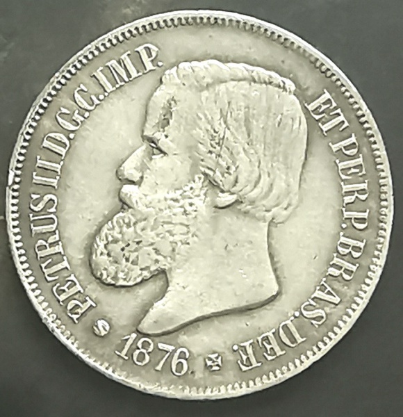 500 RÉIS - 1876 - PRATA - ### COM RABICHO NO CABELO ### - NÃO CATALOGADA - IMPÉRIO