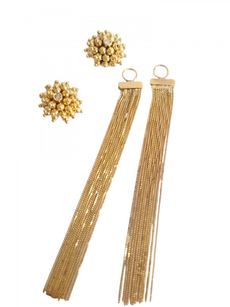 Joias . Conjunto gotas confeccionados em ouro branco 18K e crav foto 8