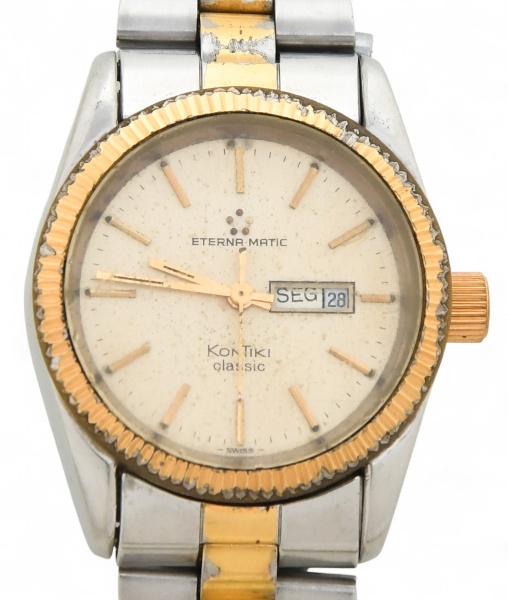 ETERNA MATIC - KONTIKI - Belo Relógio Feminino Com Caixa em Aço Inox Medindo 30,0mm. Mostrador Bege
