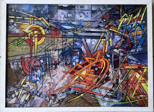 BENJAMIM SILVA  "GUERREIRO III" . O.s.m .  Mede: 50 x 70 cm. Assinada no cie e no verso. Ass