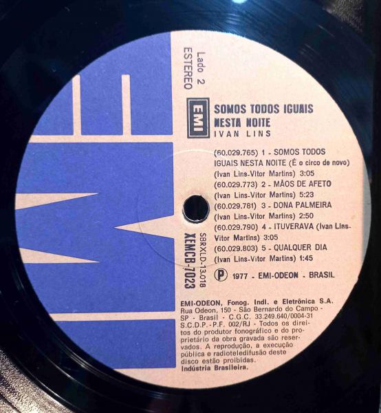DISCO DE VINIL LP- IVAN LINS- SOMOS TODOS IGUAIS NESTA NOITE