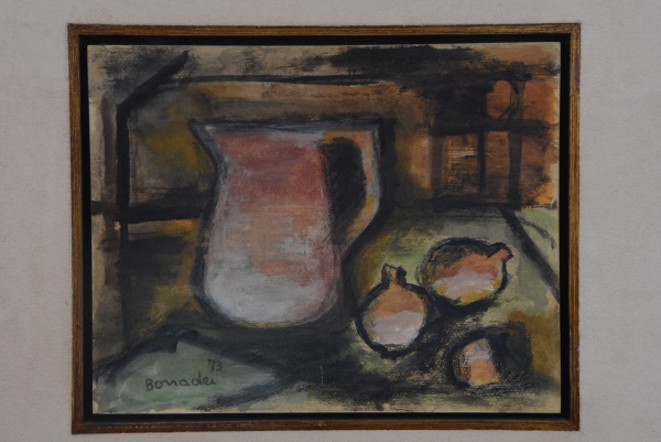 Aldo Bonadei, técnica mista, natureza morta, 1973 ( com certificado de autenticidade da Tableau arte
