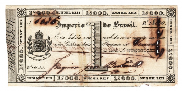 Cédula Do Brasil - 1 Mil Reis Troco De Cobre 1833 R-001b - 1 Assinatura ( Com Filigrana ) - S - Impe