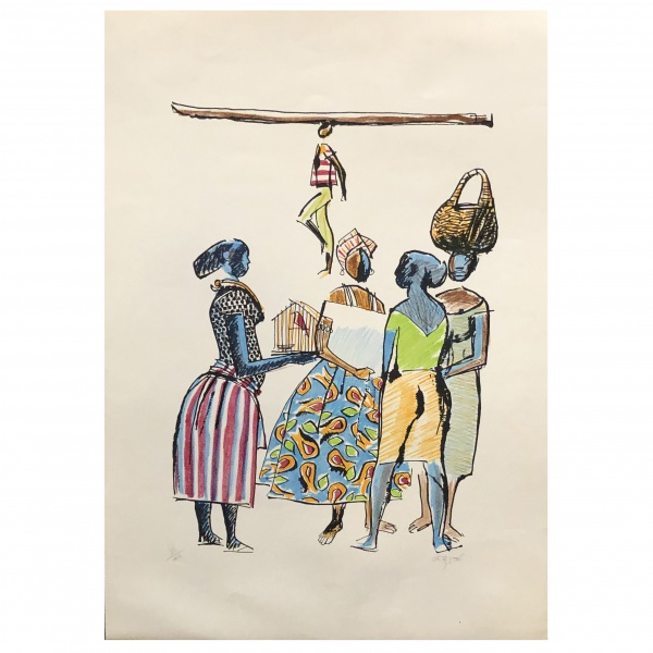 CARYBÉ - HECTOR JULIO PÁRIDE BERNABÓ (Lanús, Argentina 1911 - Salvador, Bahia, 1997) - GRAVURA 22/180. 70 x 50 cm. Pintor, gravador, desenhista, ilustrador, mosaicista, ceramista, entalhador, muralista. — CARYBÉ