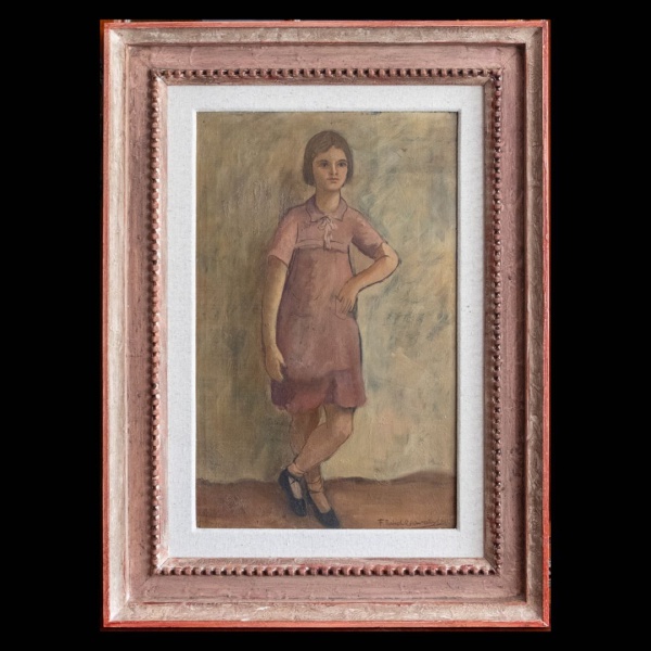 FRANCISCO REBOLO (São Paulo, 1902 - 1980) - Menina. Óleos / madeira. Ass. cid. 46 x 29 cm. (MI). 66
