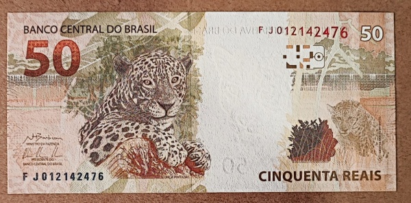 CEDULAS DO BRASIL - REAL 2" FAMILA - C.359 - LETRAS F J - FLOR DE ESTAMPA