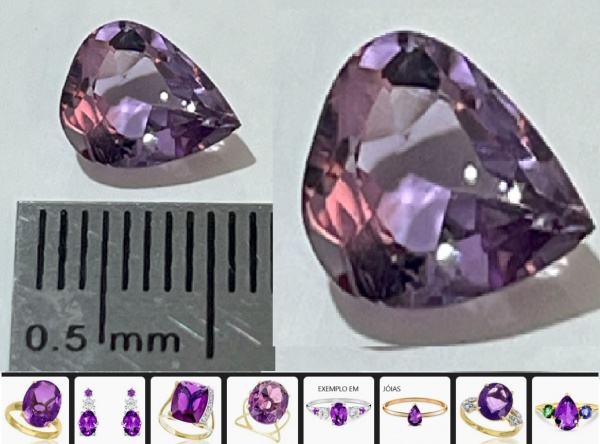 AMETISTA  ORIGEM RIO GRANDE DO SUL - LAPIDAÇÃO EM FORMATO GOTA  MUTI FACETADO COR VIOLETA