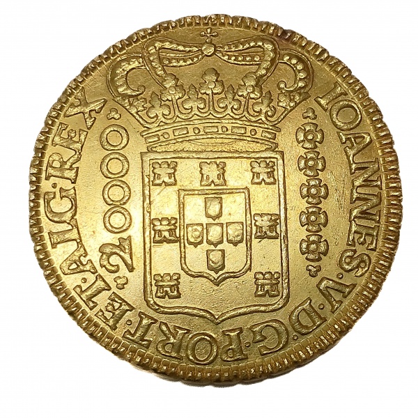 Moeda do Brasil - 20000 Réis - 1727 - MMMM - Minas Gerais - Ouro - 53,78g - (.917) - Dobrão - Catála