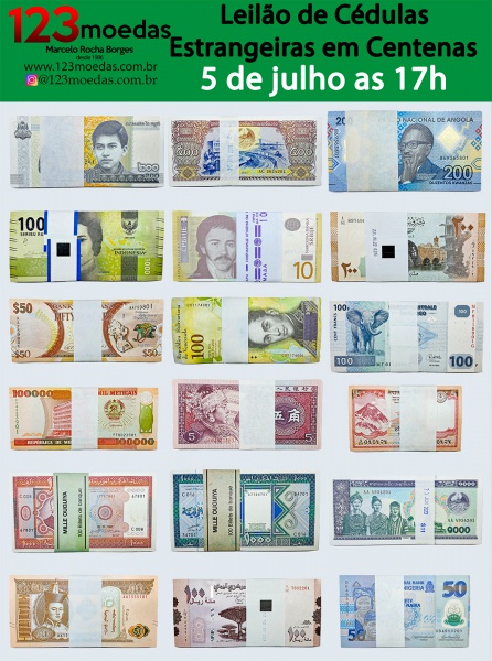 Leilão de Cédulas Estrangeiras em Centenas - Dia 5 de julho as 17h