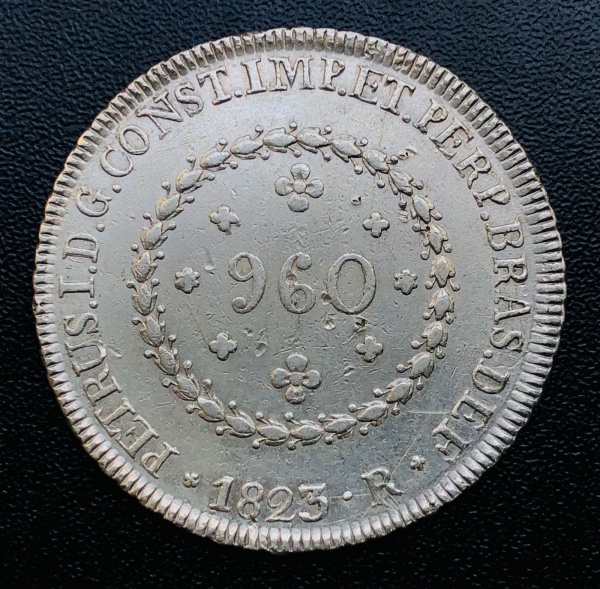 Moeda do Brasil Muito Rara - Patacao 960 Reis 1823 R - P-504a ( IGNO 28 Tulipas ) - Prata (.896) - 2