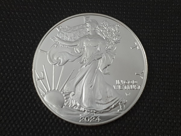 EUA, moeda de 1 dólar de prata de 2024, flor de cunho. Sem inicial. Imperdível! Uma Onça de Prata! C