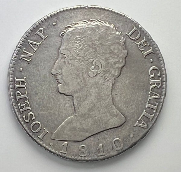 Moeda 20 Reales 1810 Joseph Napoleão - Vellón - Madrid - Espanha - Prata 903 - 26.8 Gramas e 40 mm.
