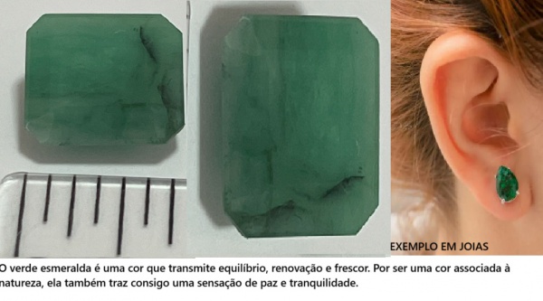 ESMERALDA - LAPIDAÇÃO RETANGULAR - ORIGEM MINAS GERAIS - COR MARAVILHOSA  - ESTADO DE CONSERVAÇÃO CO