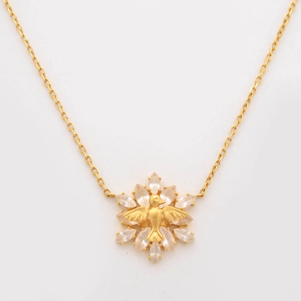 #28187 Colar Divino Espírito Santo Iluminado Petit CARLA AMORIM em Ouro Amarelo 18K com Topázios Med