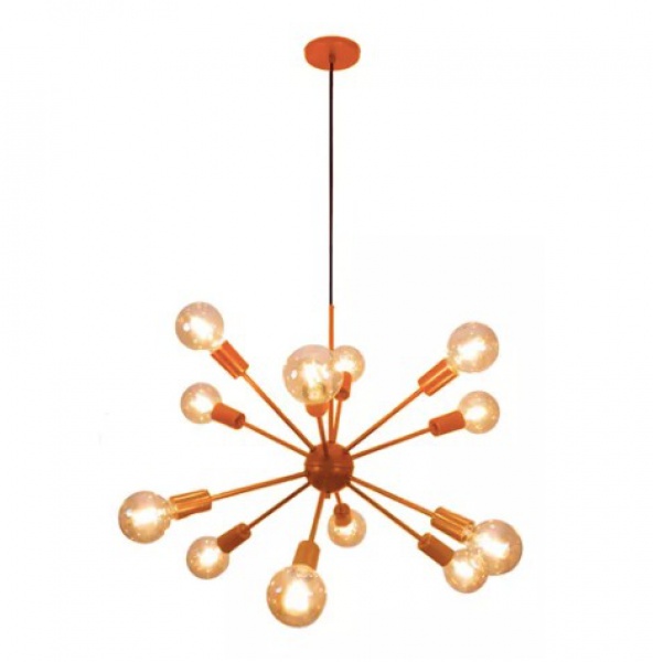 Lustre em belo design na cor cobre em aluminio , medindo 64 cm