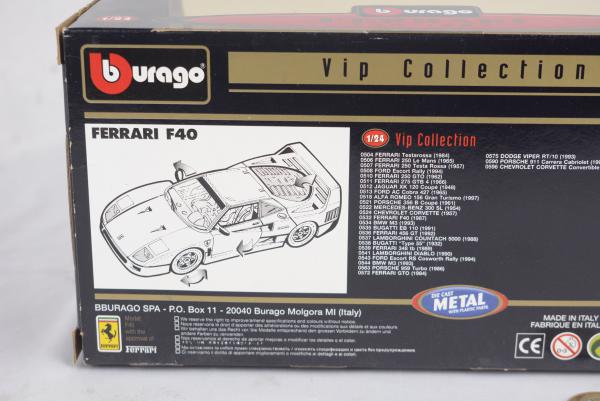 Burago Ferrari F40 1987 1/24 組立キット Miniatura em escala 1:24 da Ferrari F40 de 1987, Bburago Vip