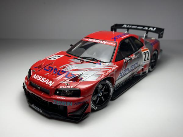 ミニカー Nissan Xanavi Nismo GT-R 2002 JGTC 2002 Nissan Skyline GT-R JGTC Xanavi Nismo Prata e Verm