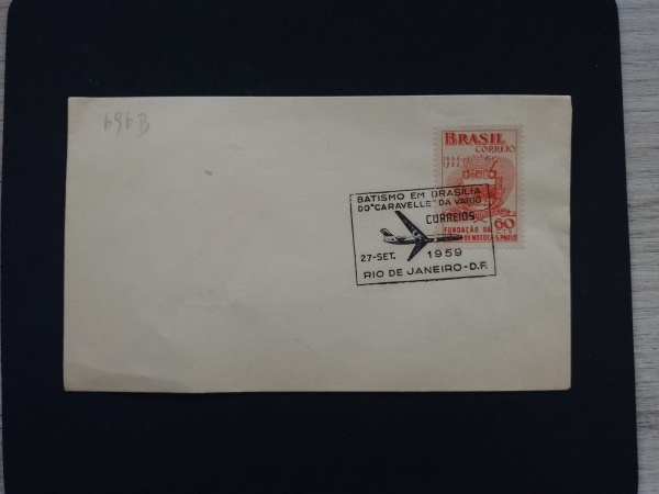 Envelope FDC da VARIG. Batismo em Brasília do avião "Caravelle", em 27.09.1959.