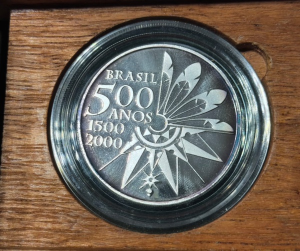 MOEDA 5 REAIS 500 ANOS DESCOBRIMENTO - PRATA 999% - 28 GRAMAS - 40mm.