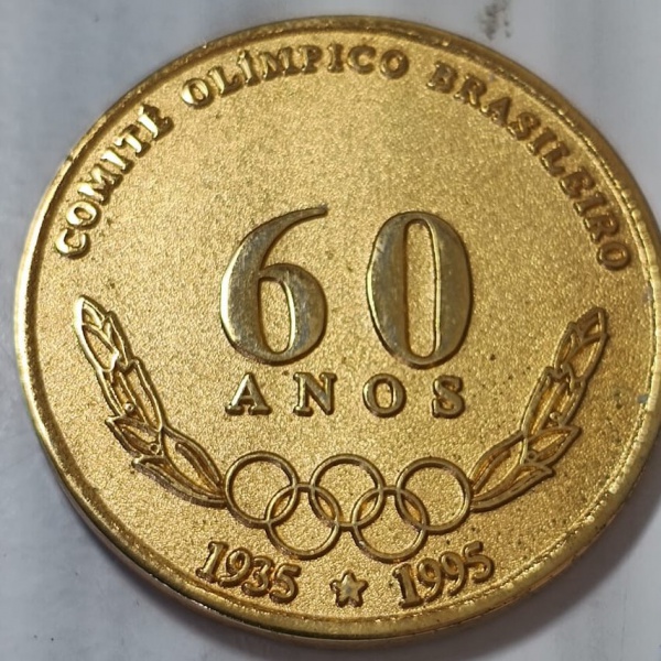 Medalha 60 anos COB - Convite Olímpico Brasileiro, 1935/1995 - 48 mm - Bronze.