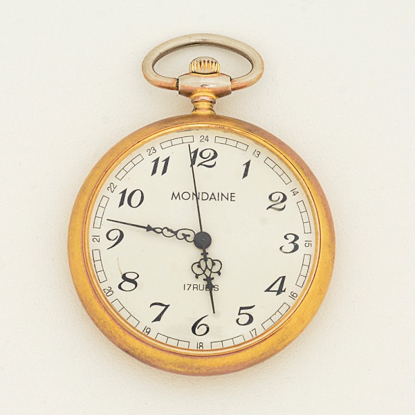 Mondaine - Relógio de Bolso Com Caixa em Plaque Or Medindo 43,0mm. Relógio em Muito Bom Estado e Funcionado.