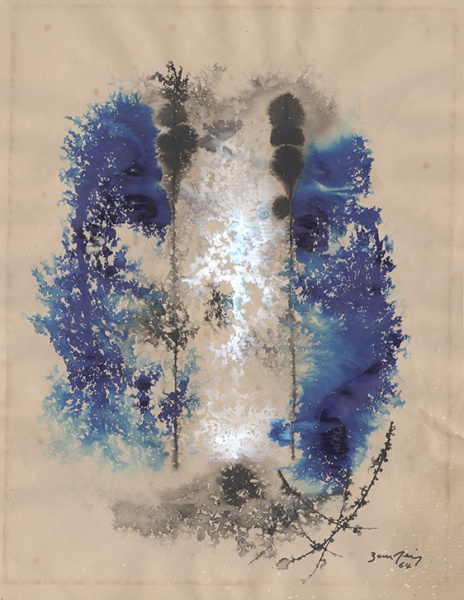 Antonio Bandeira (1922-1967). ABSTRATO. 1964. Guache sobre papel Vergê. 37 x 28 cm. Assinado e datado no cid. Não possui moldura. Em ótimo estado geral de conservação.