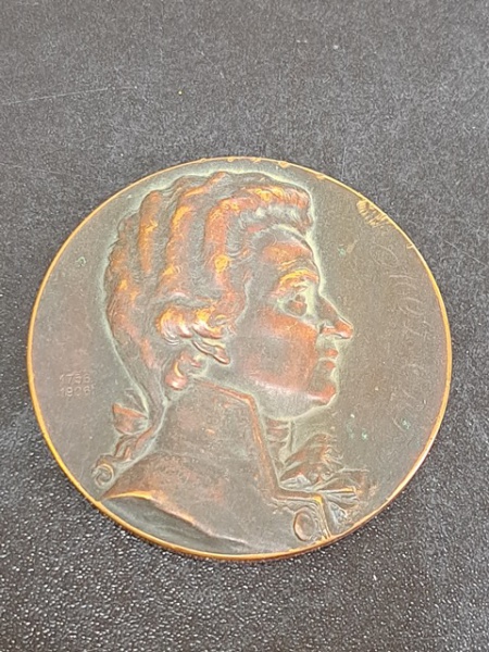 RARA MEDALHA DE MOZART MUSICO COMEMORATIVA DE 1756 A 1906 BRONZE 60 MM