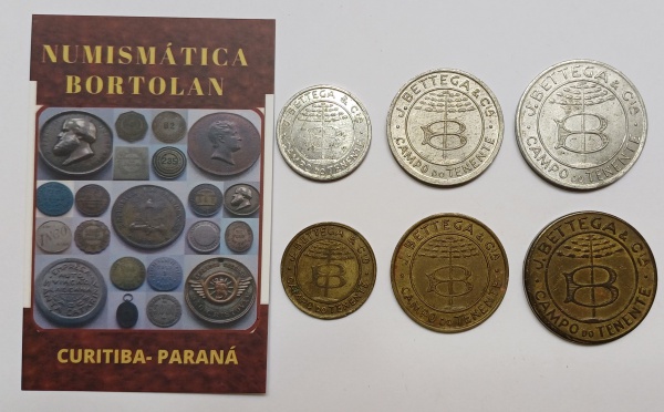 PR.2.06 RARÍSSIMA COLEÇÃO COMPLETA DE MOEDAS PARTICULARES BETTEGA PARANÁ