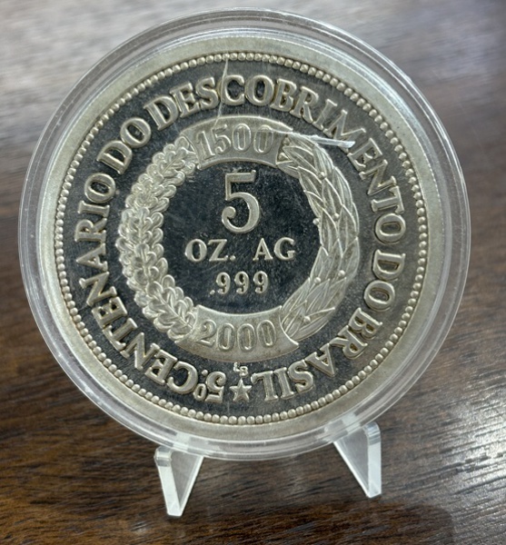 MEDALHA DO BRASIL - 5º CENTENÁRIO DESCOBRIMENTO DO BRASIL - 5 OZ PRATA 0.999.