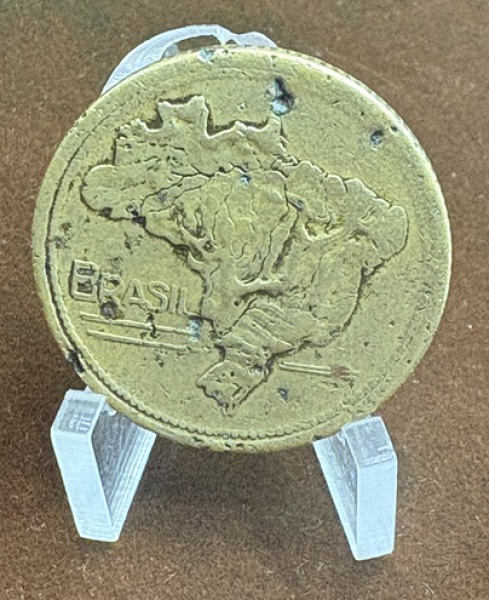 MOEDA DO BRASIL - 1 CRUZEIRO 1949 MAPA DUPLO - BRONZE ALUMÍNIO.