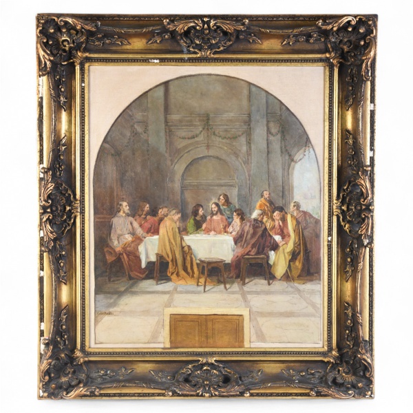 Arte . OSCAR PEREIRA DA SILVA- (18671939) - celebre quadro "Santa Ceia" - ...