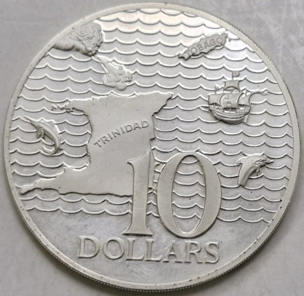 Trindade e Tobago - Moeda prata "10 aniversário da independência"+1973+FC. 34,5g.
