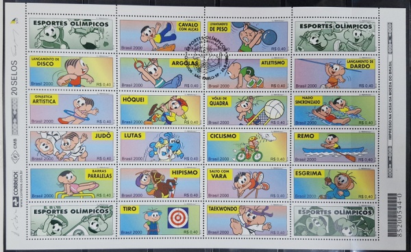 Brasil/"Esportes Olímpicos Turma da Monica" - Folha "Mint" com 20 selos (C2301 à C2320).