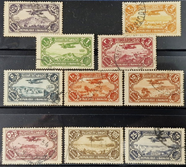 Líbano/"Aéreos" - Série completa de selos usados (39 à 48).