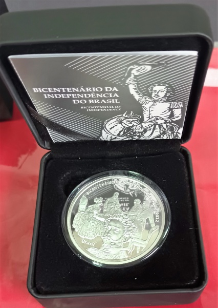 AV4057 - Estojo com Moeda de Prata - Brasil - 5 Reais - BI-CENTENARIO DA INDEPENDENCIA - 2022 - PROOF - Com Certificado