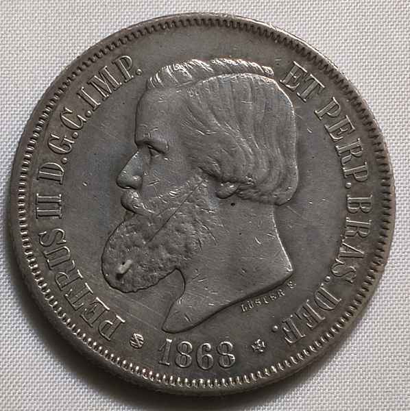 MPR633SFL1 - Moeda Brasil - 2000 réis -  Prata - 1868 - Excepcional peça - Preco - SOB - R$ 800 - FC - R$ 1500 - ESCASSA