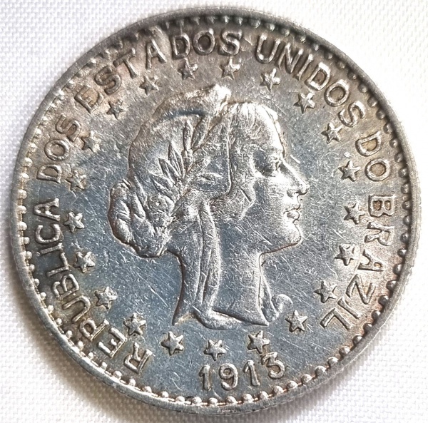 MPr707SFL2 - Moeda Brasil - 1000 Réis - Prata - 1913 - Estrelas soltas - Excepcional Peça - Valor - SOB: R$ 120 - FC: R$ 185