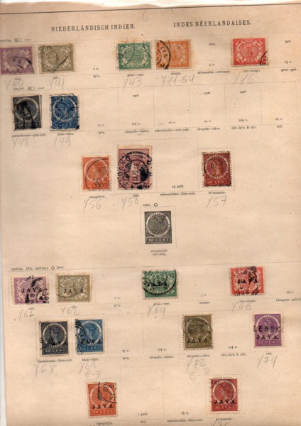 AV5412 - Folha Classificador com 20  Selos - INDIA Holandeza e JAVA - 1902 a 1909 - Circulados - Mais de 75 Euros de Catalogo