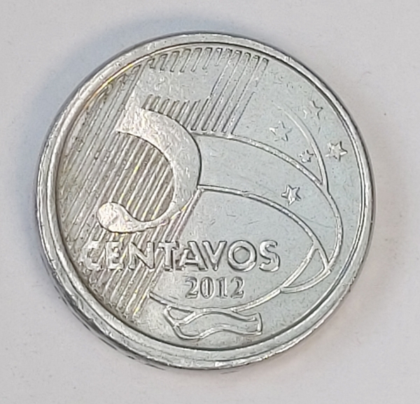 Moeda de aço inoxidável Brasil, 50 centavos sem o 0, 2012