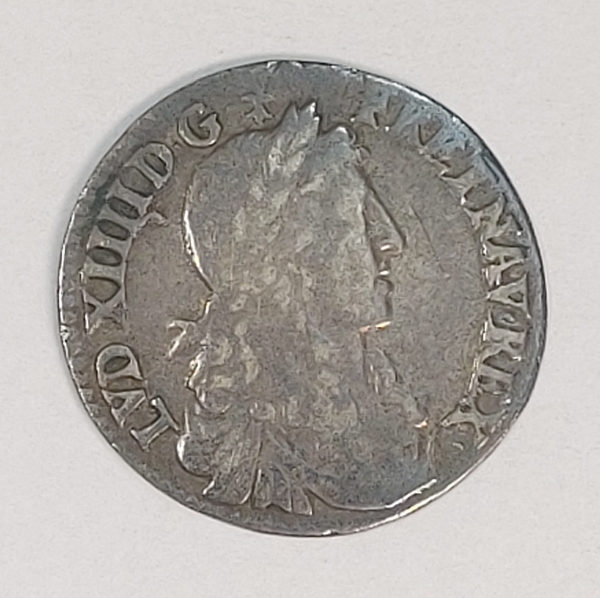 Moeda de prata estrangeira, França, 1/2 ecu, 1661