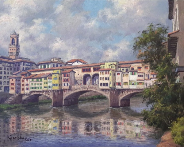 Artista - GARIGLIO- Ponte Vecchio, Florença-Itália  - Ano 2023 - OST 40 X 52 cm